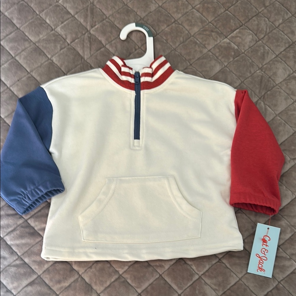 Cat & Jack Red and Blue Colorblock Hoodie